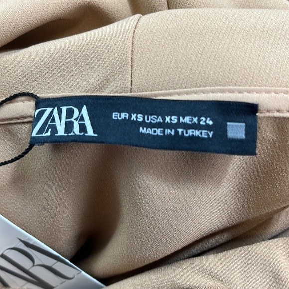 Zara Pullover Sweatshirt Tan Woven Oversized Women's Size XS Hoodie NWT - Picture 5 of 12